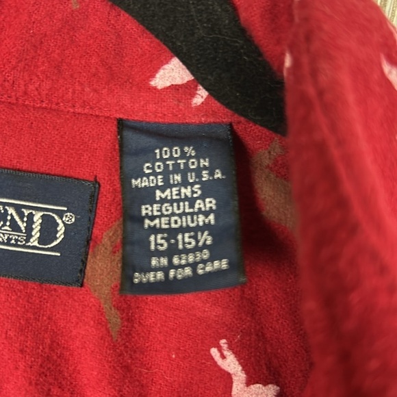 Lands End Red Chamois Flannel Long Sleeve Mens Animal Print Made in USA Size M - Picture 9 of 9